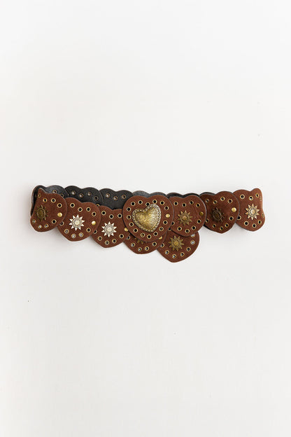 Cinturón negro con piezas en forma de corazón de Minueto