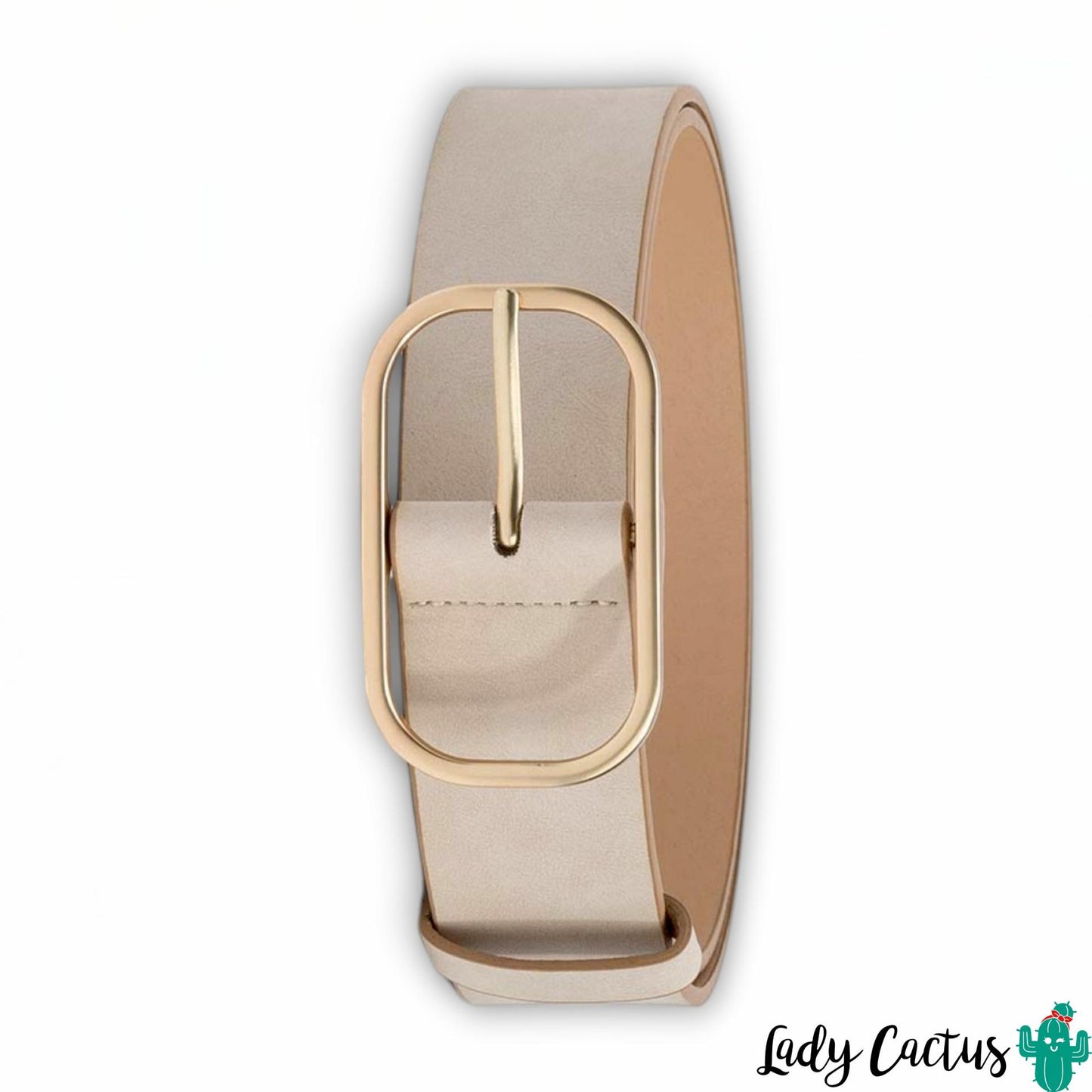 Cinturón elegante de efecto piel color crudo de Lady Cactus