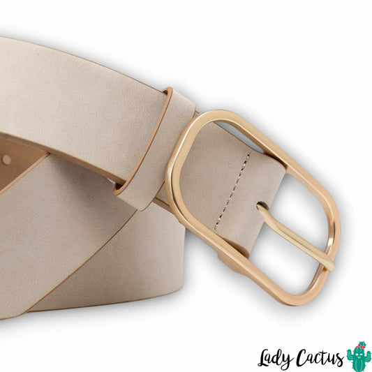 Cinturón de mujer marca Tiffosi en color crudo con hebilla dorada