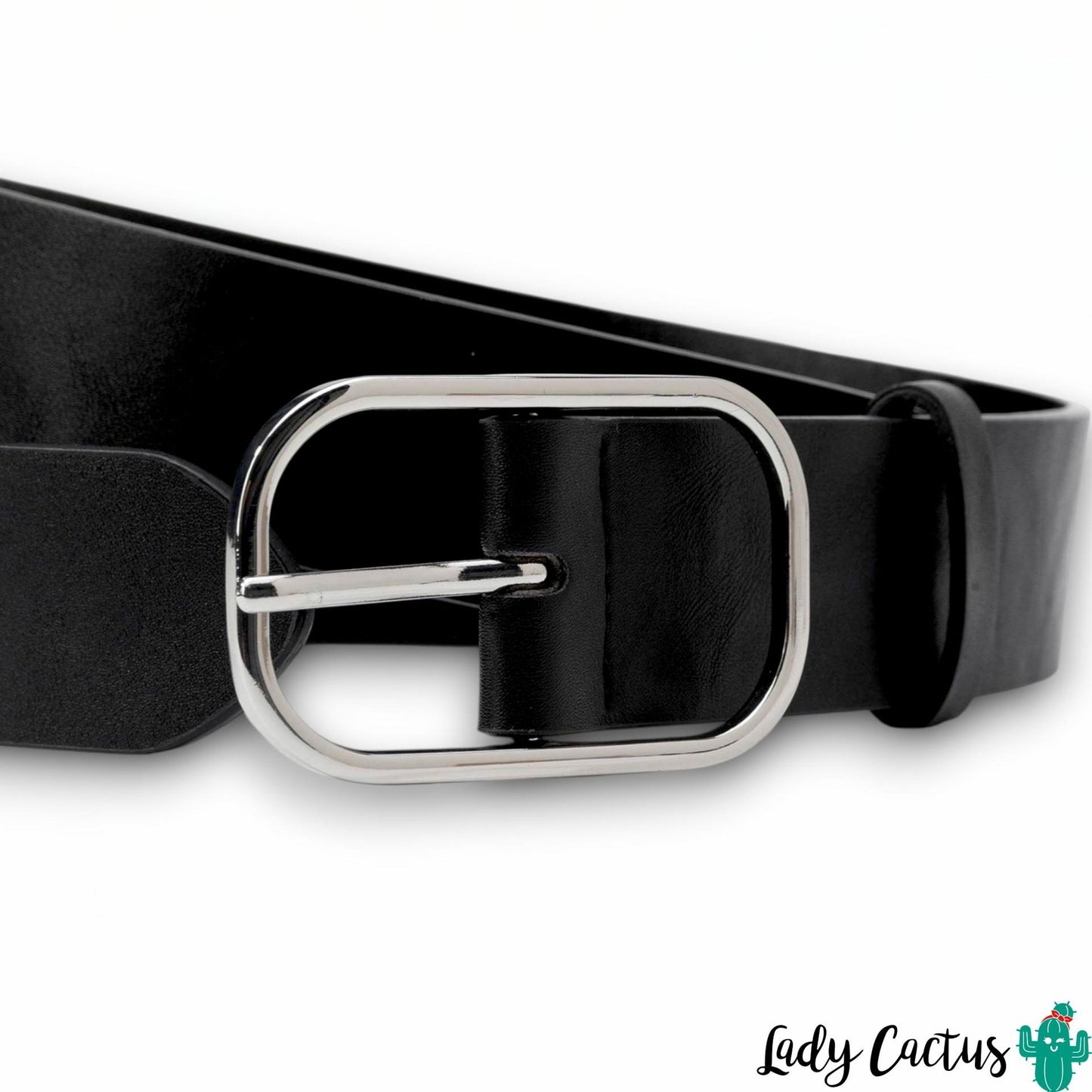 Cinturón de mujer marca Tiffosi en color negro con hebilla plateada