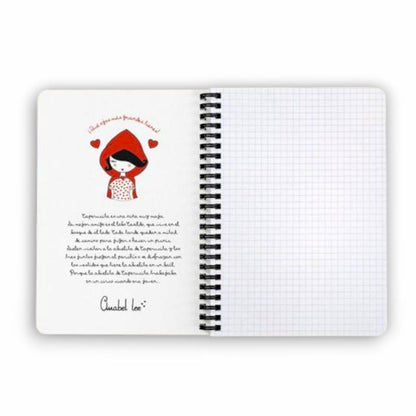 Cuaderno Caperucita Blanco con espiral superior de Anabel Lee para uso práctico