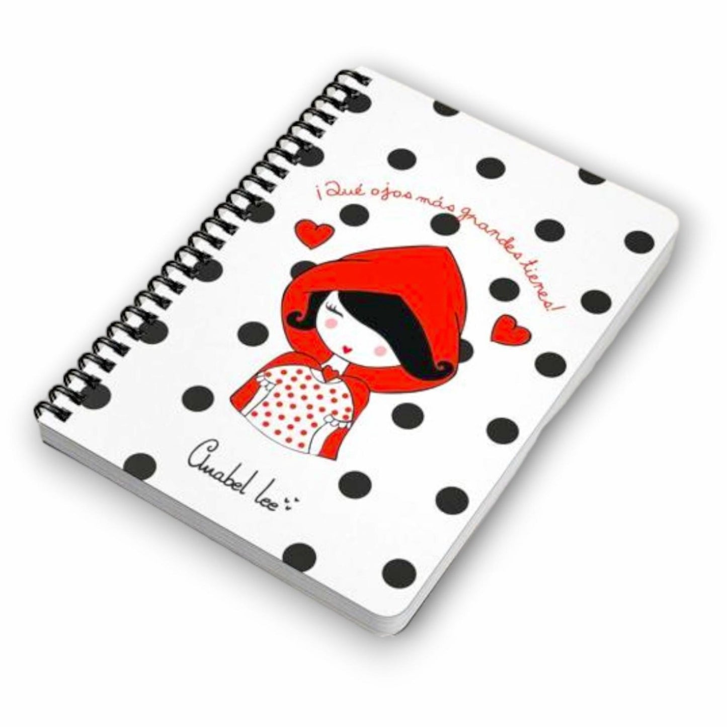 Cuaderno Caperucita Blanco con fondo topos de Anabel Lee para encanto poético