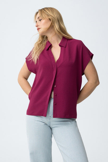 Camisa de manga corta en color rosa para mujer marca Tiffosi.