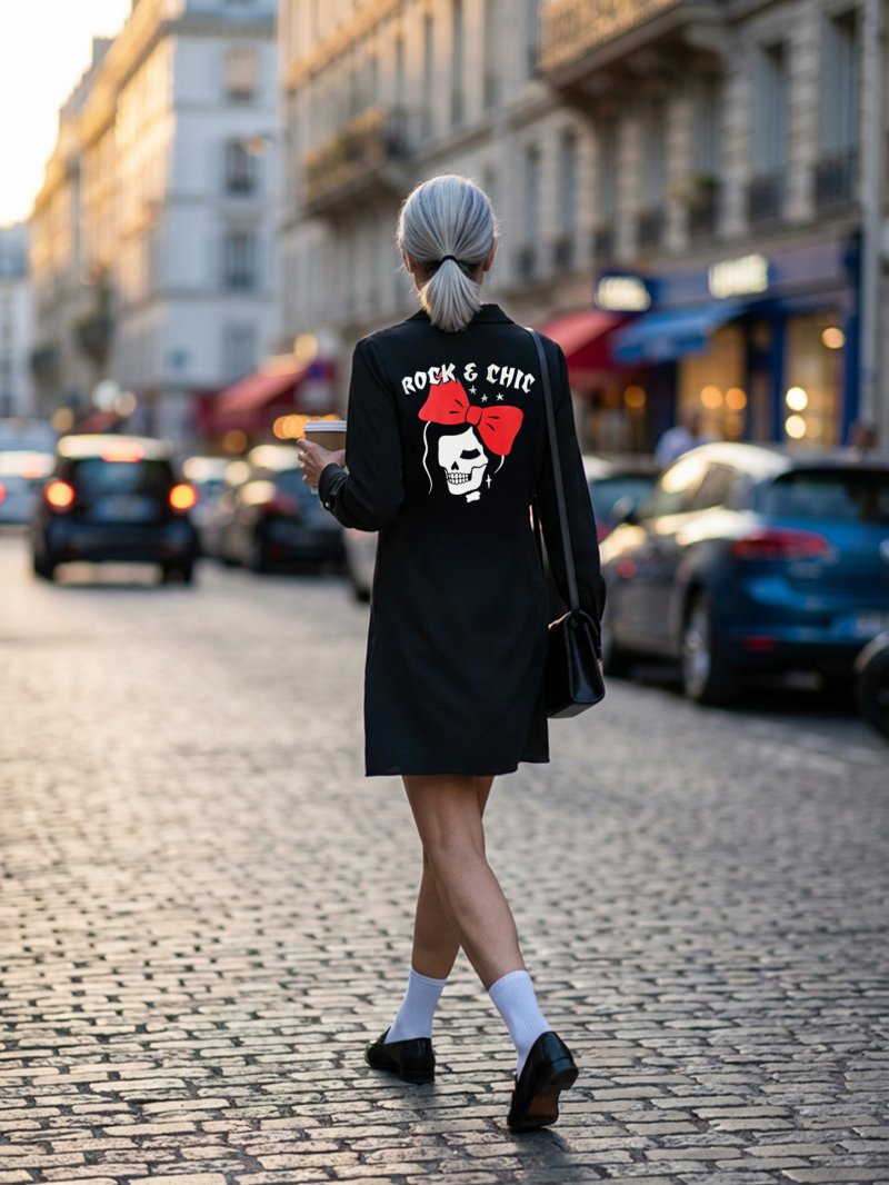 Detalle del estampado en la espalda del vestido nuevo de aire retro