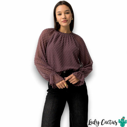 Blusa Laurinda de Tiffosi en plumeti hierro