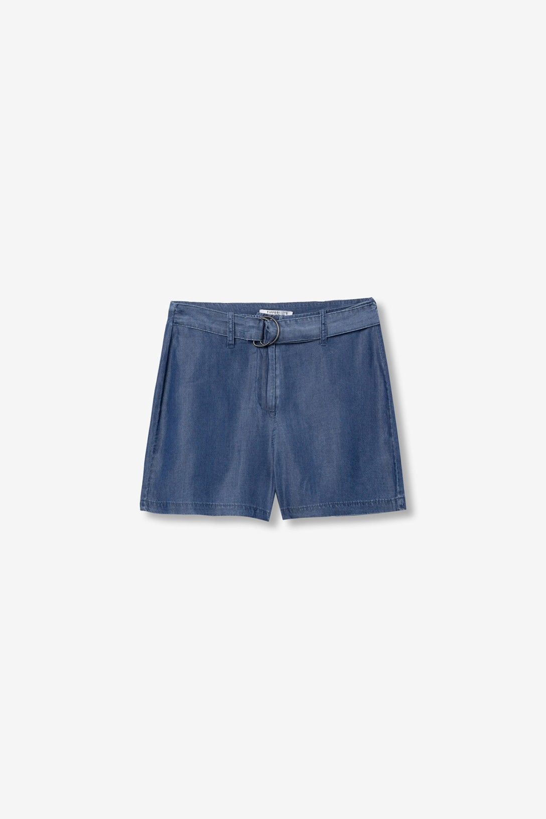 Pantalón corto recto para mujer en color azul marino intenso.