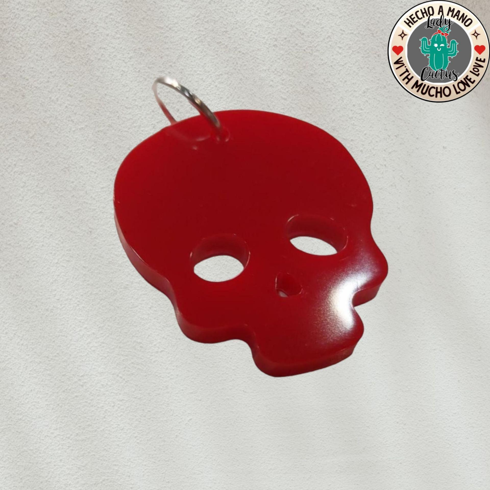 Dije de calavera roja para personalizar collares de acero inoxidable