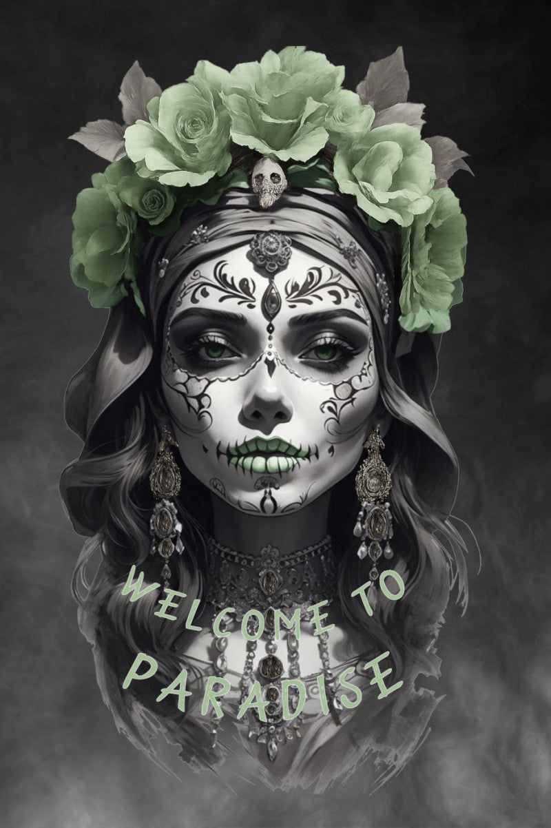 Estampado digital frontal de Catrina Welcome to Paradise