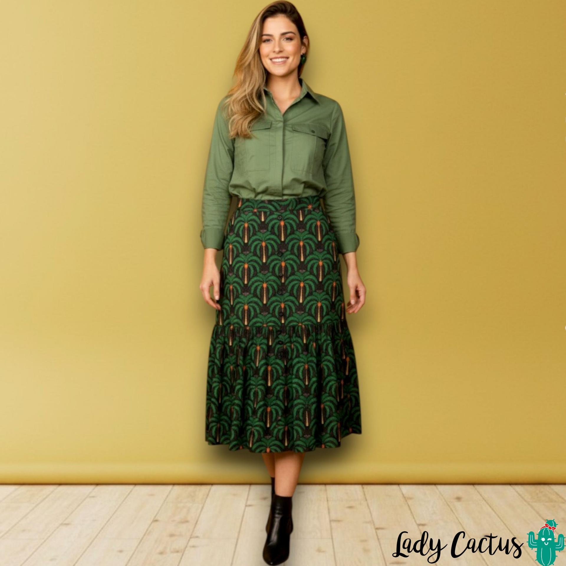 Falda Piña negra con motivos piña de Smile para toque femenino desenfadado