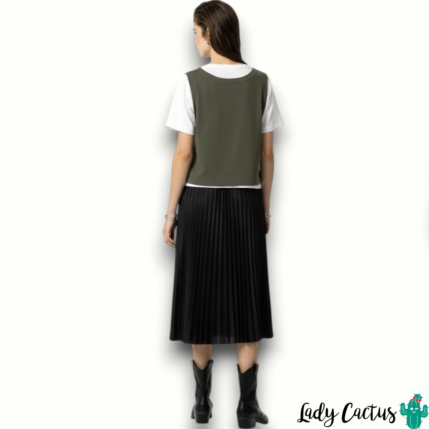 Falda Kyoto de Tiffosi – Midi plisada efecto piel negra