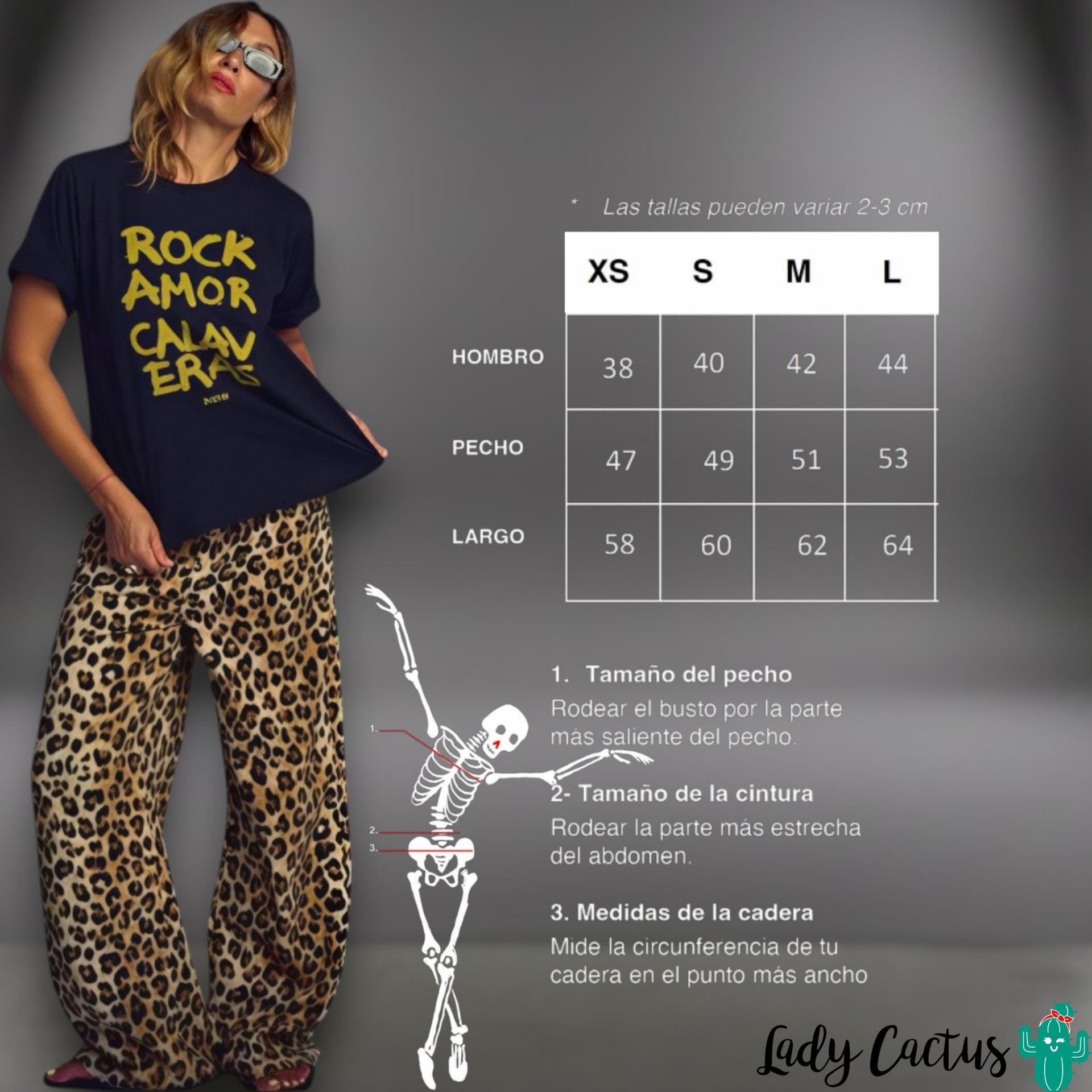 Guía de tallas de la Camiseta Florence Negra de Aire Retro en Lady Cactus