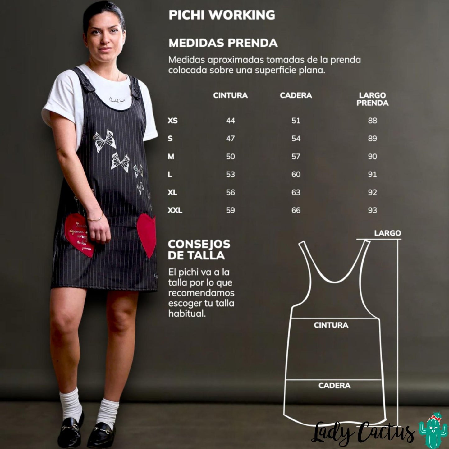 Guía de tallas del Pichi Working de Anabel Lee