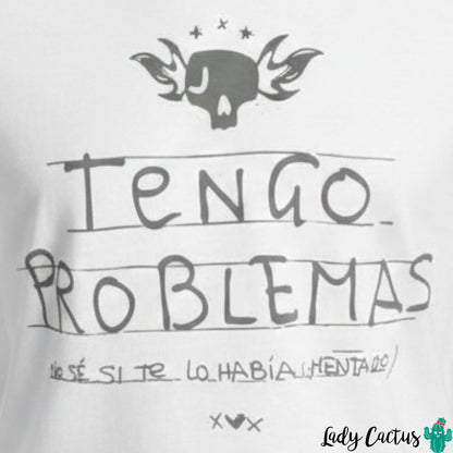 Ilustración de la Camiseta Problemas Blanca de Aire Retro