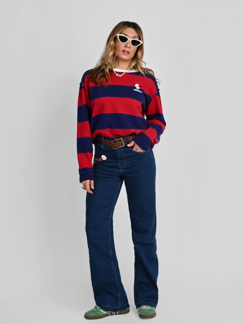 Novedad de Aire Retro jersey de rayas calavera flor para mujer