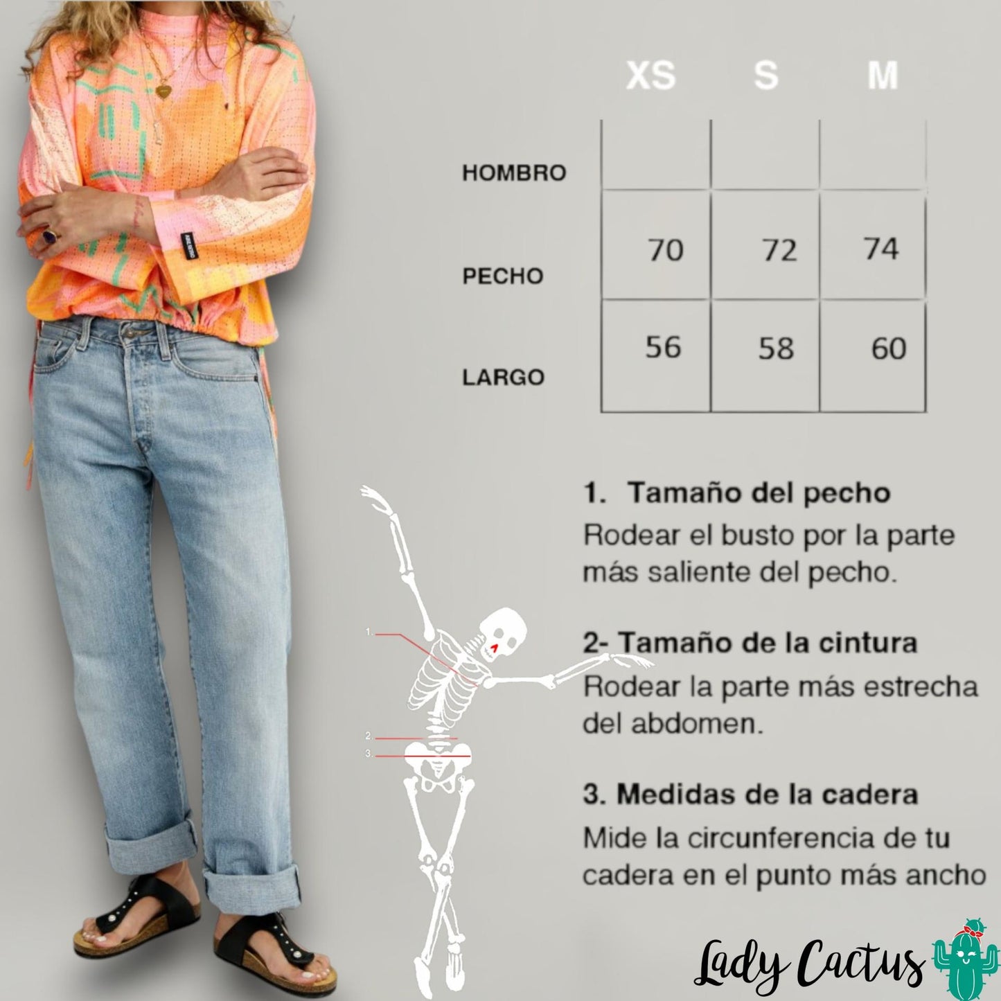 Guía de tallas del Jersey Fino Posible de Aire Retro en Lady Cactus