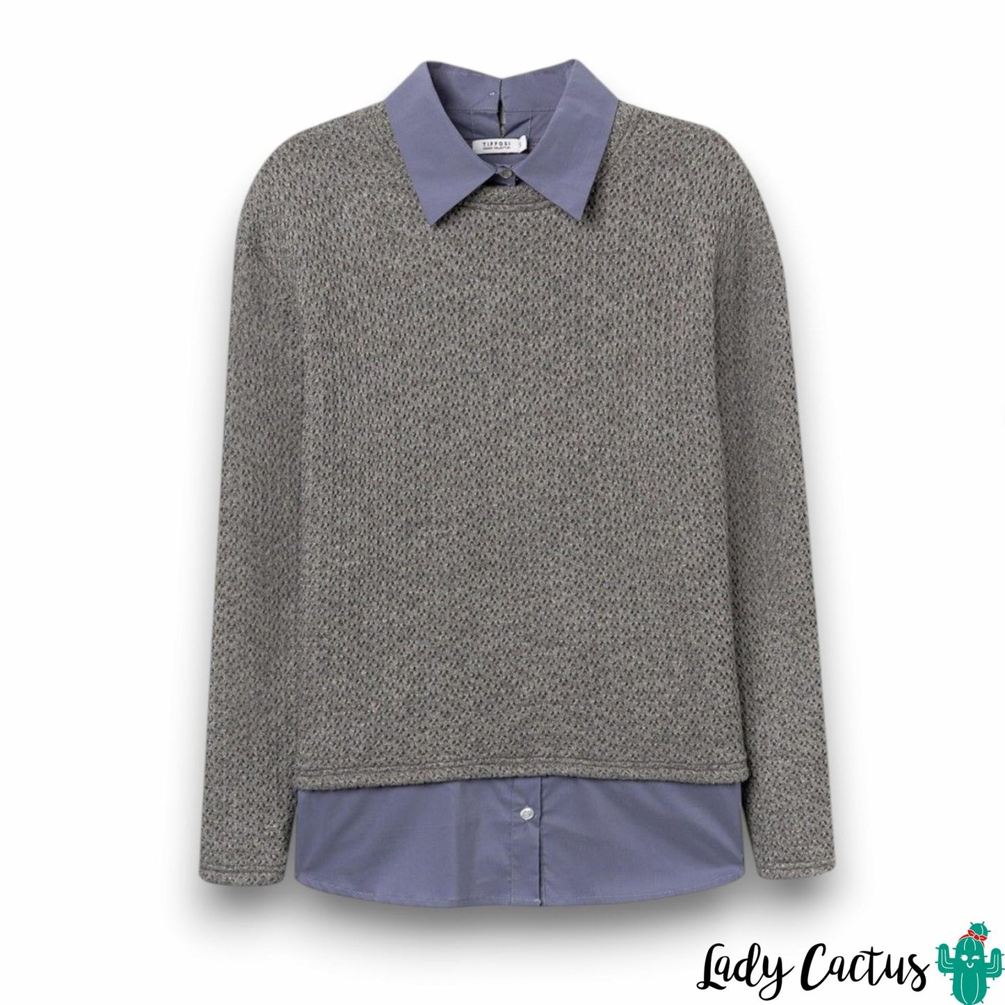 Jersey Maxi con sobrecamisa gris y azul Tiffosi