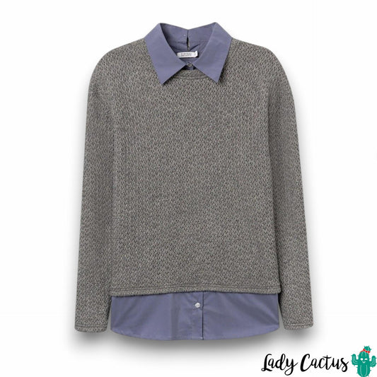 Jersey Maxi con sobrecamisa gris y azul Tiffosi