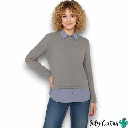 Jersey Maxi con sobrecamisa gris y azul Tiffosi