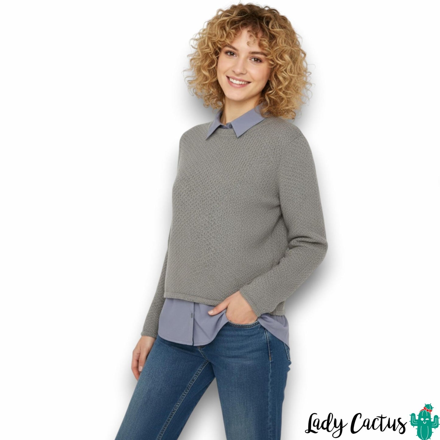 Jersey Maxi con sobrecamisa gris y azul Tiffosi