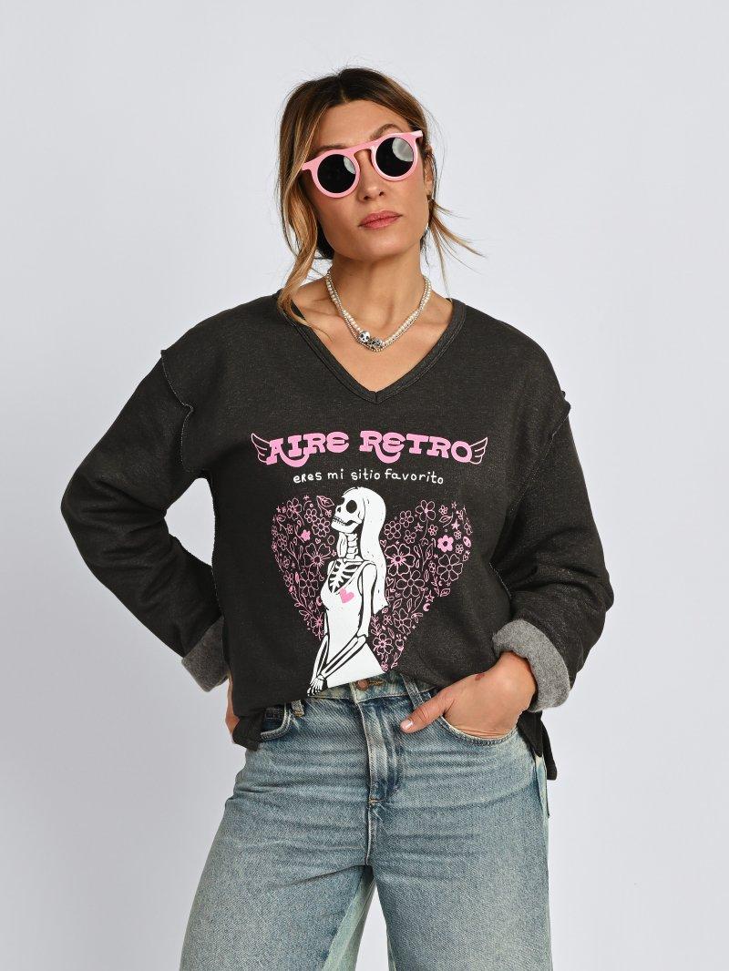 Sudadera abrigada con cuello de pico para mujer en Lady Cactus