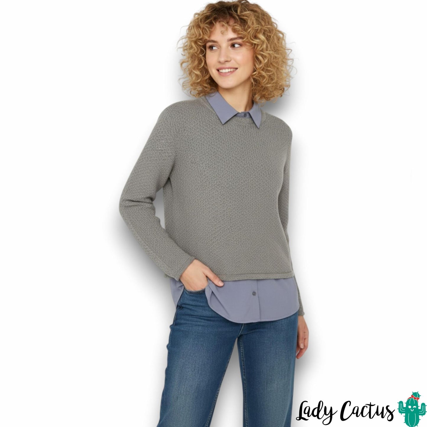 Jersey Maxi con sobrecamisa gris y azul Tiffosi