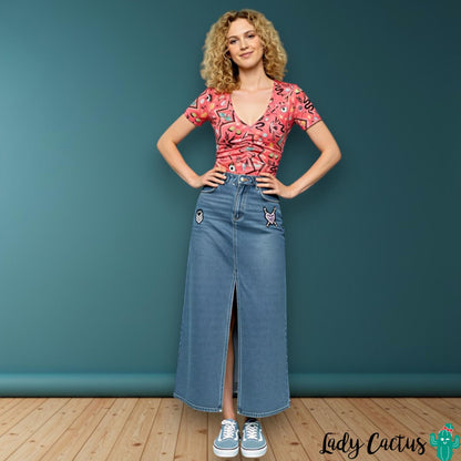 Mystique Top con cuello pico de Minueto para elegancia moderna