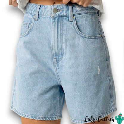 Pantalón Corto Denim Mom Fit de Tiro Alto - Tiffosi
