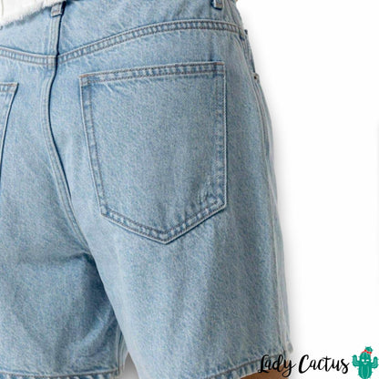 Pantalón Corto Denim Mom Fit de Tiro Alto - Tiffosi