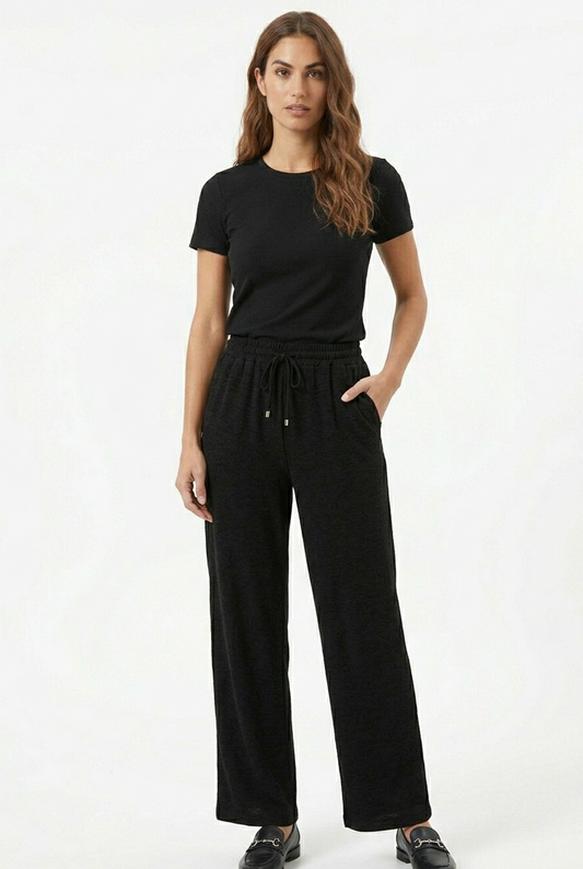 Pantalón fluido negro modelo Francesca de Tiffosi