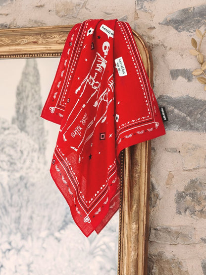 Pañuelo bandana "Piensas en mi" rojo de Aire Retro
