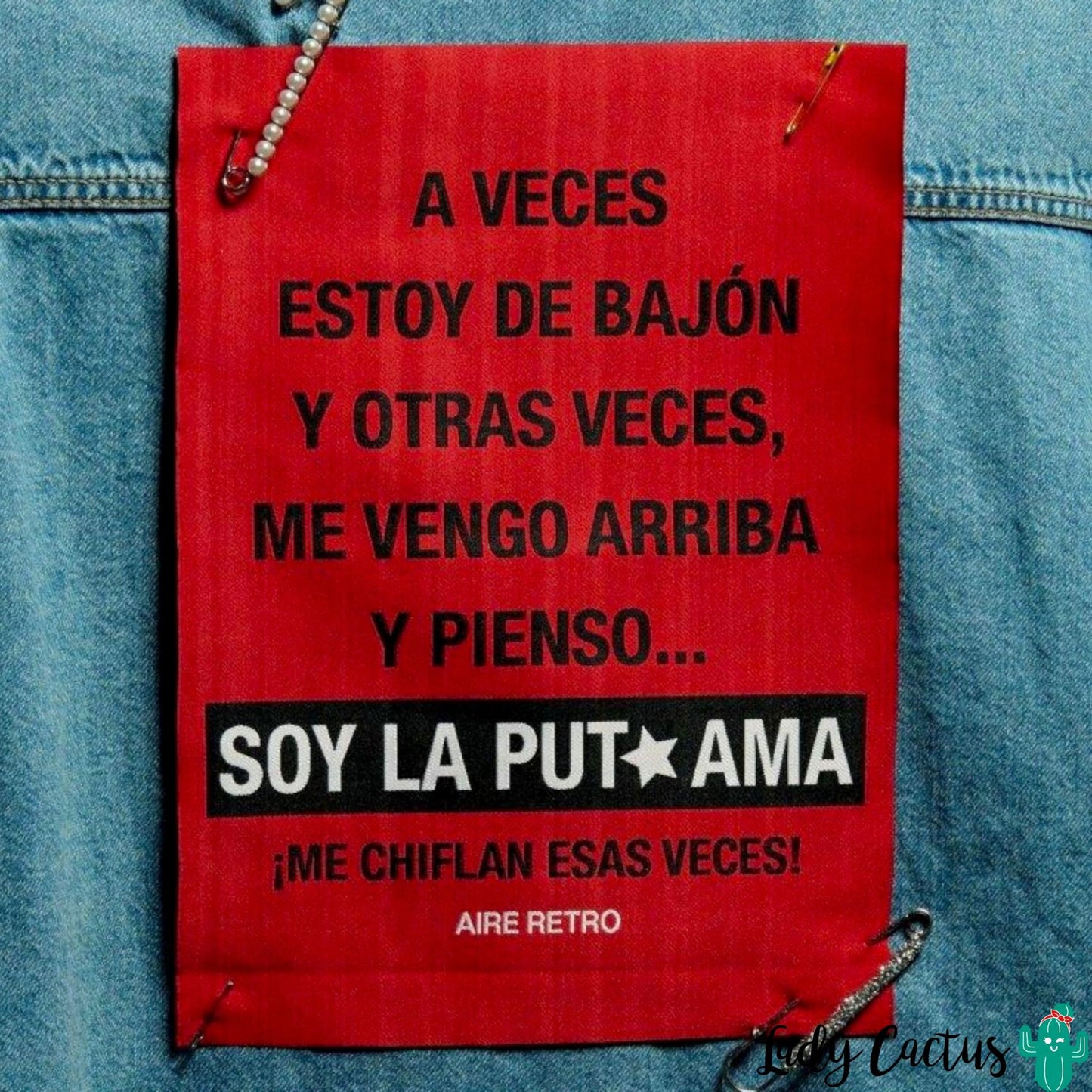 Parche Bordado Puta Ama de Aire Retro en Lady Cactus