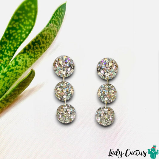 Pendientes Bilibilia plateados de resina y acero inoxidable en Lady Cactus