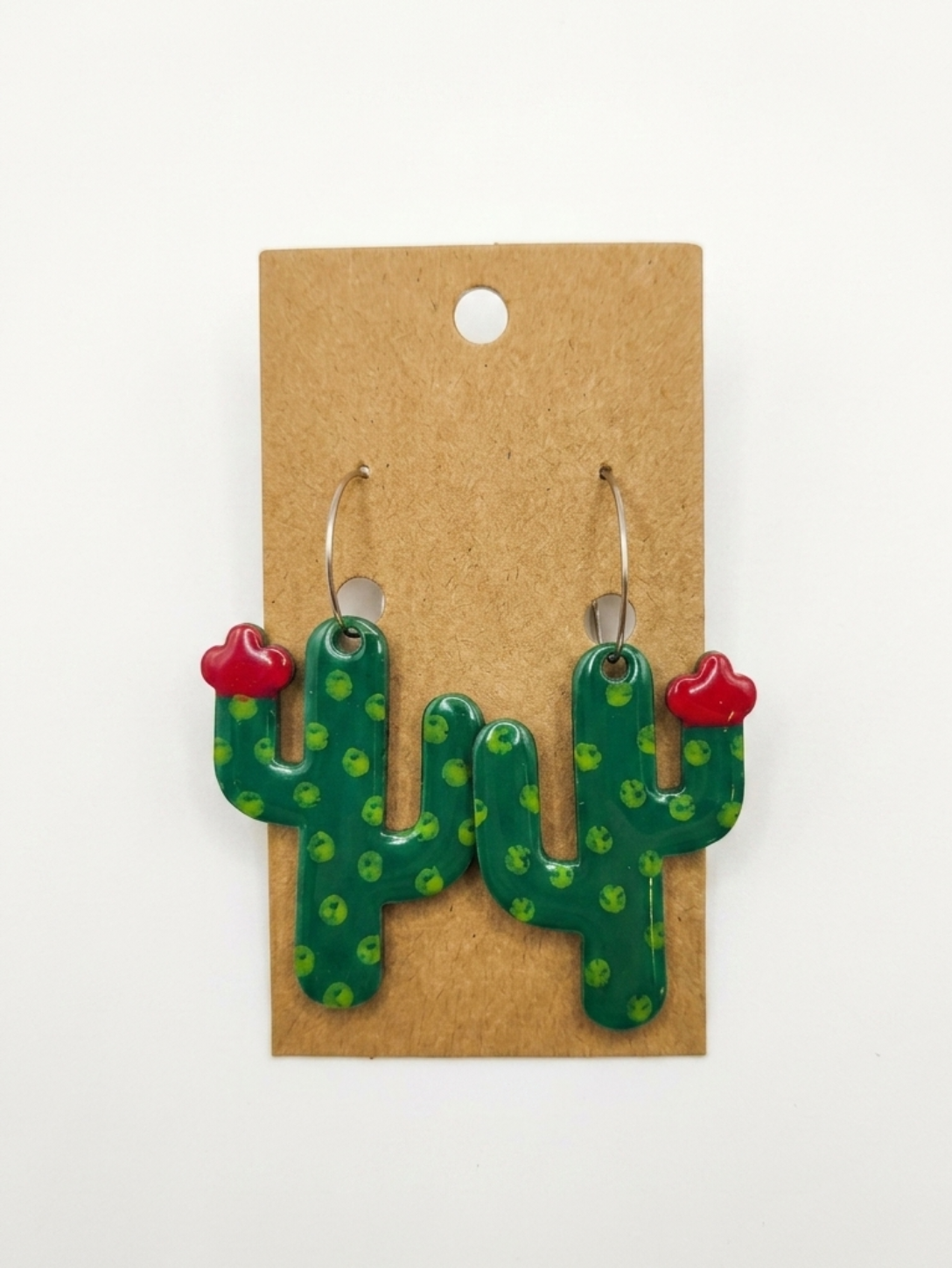 Pareja de pendientes de cactus para amantes de las plantas.