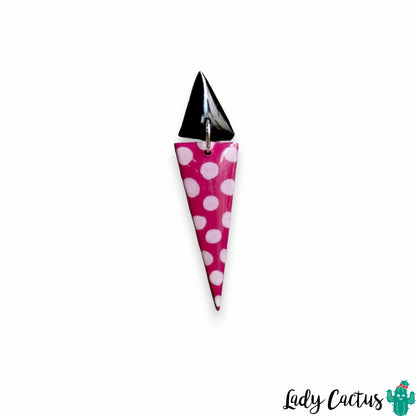 Pendientes Doble Triángulo Rosa Fucsia con Lunares Lady Cactus