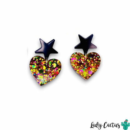 Pendientes Corazón Brillo Multicolor Lady Cactus