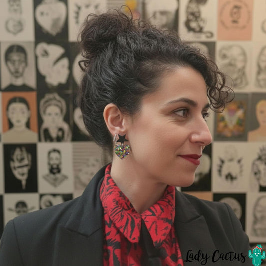 Pendientes Corazón Brillo Multicolor Lady Cactus