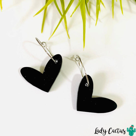 Pendientes Corazón Negro Lady Cactus