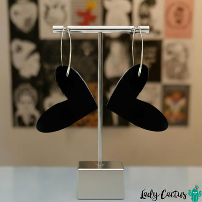 Pendientes Corazón Negro Lady Cactus