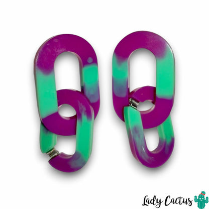 Pendientes Vita Doble Verde y Malva Lady Cactus
