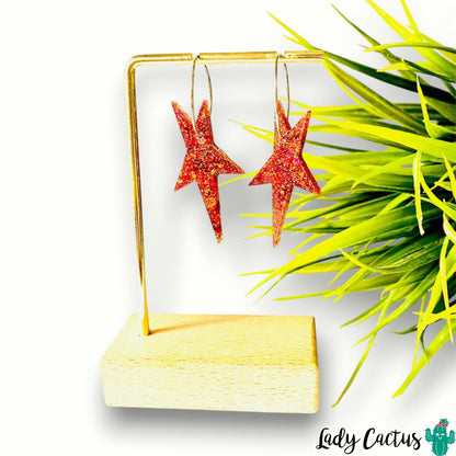 Pendientes Estrella Brillo Naranja Lady Cactus