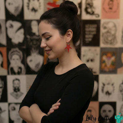 Pendientes Estrella Brillo Naranja Lady Cactus