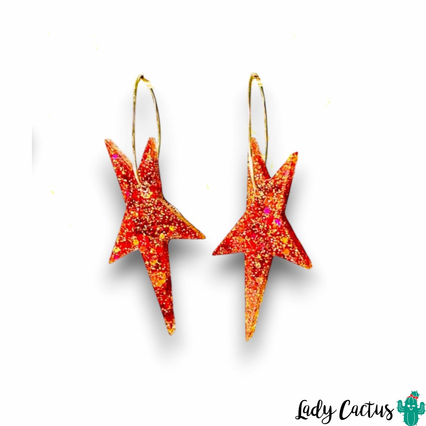 Pendientes Estrella Brillo Naranja Lady Cactus