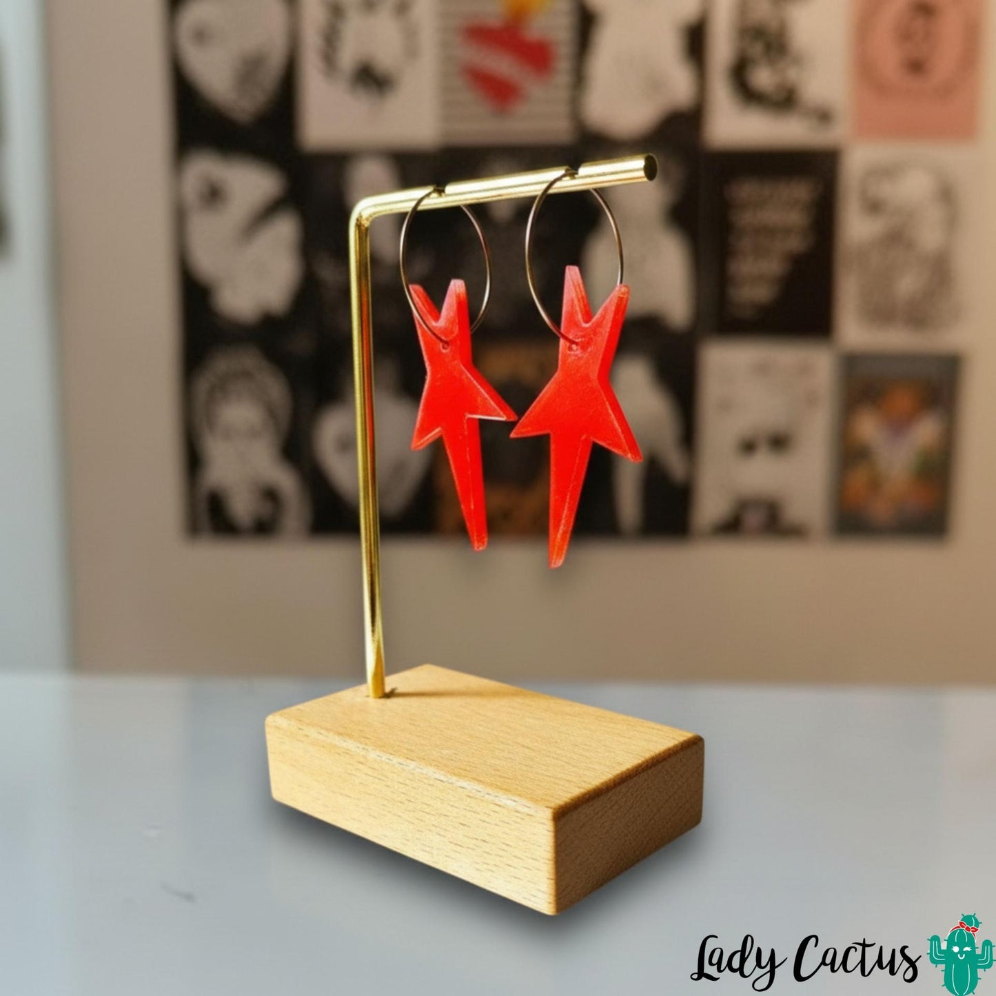 Pendientes Estrella Roja Flamígera Lady Cactus