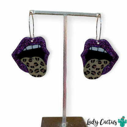Pendientes Bocas Rolling Morados Lady Cactus