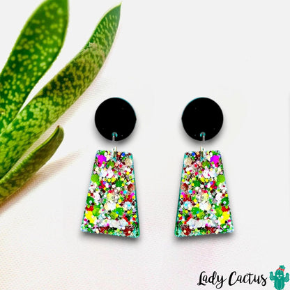 Pendientes Itzá Brilli de resina con purpurina de la marca Lady Cactus