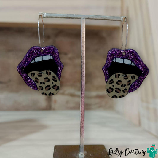 Pendientes Bocas Rolling Morados Lady Cactus