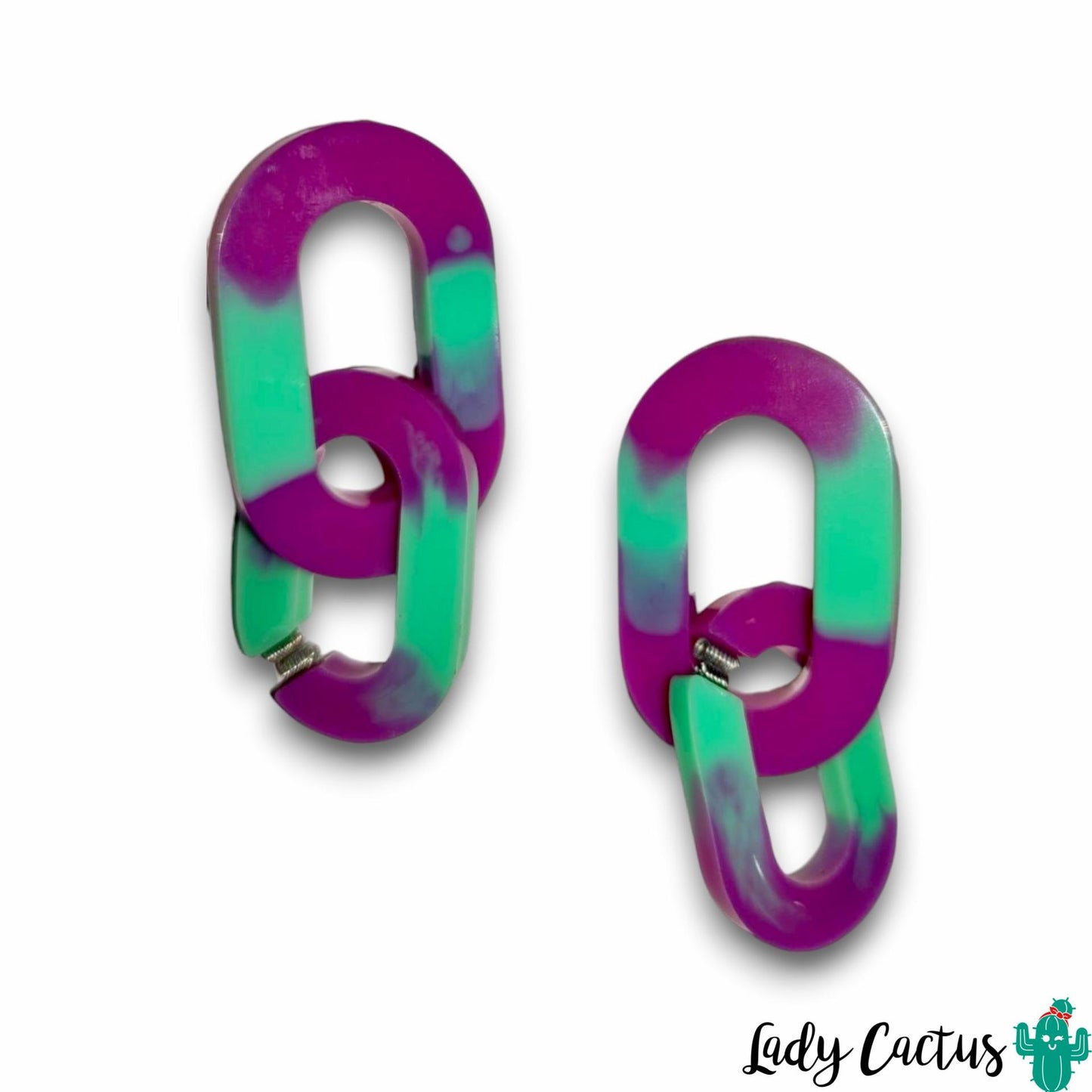 Pendientes Vita Doble Verde y Malva Lady Cactus