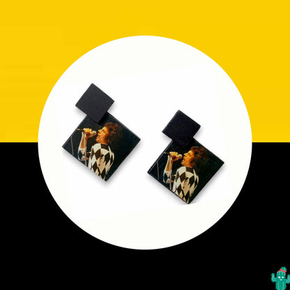 Pendientes de 6 cm muy ligeros con la imagen de Freddie Mercury