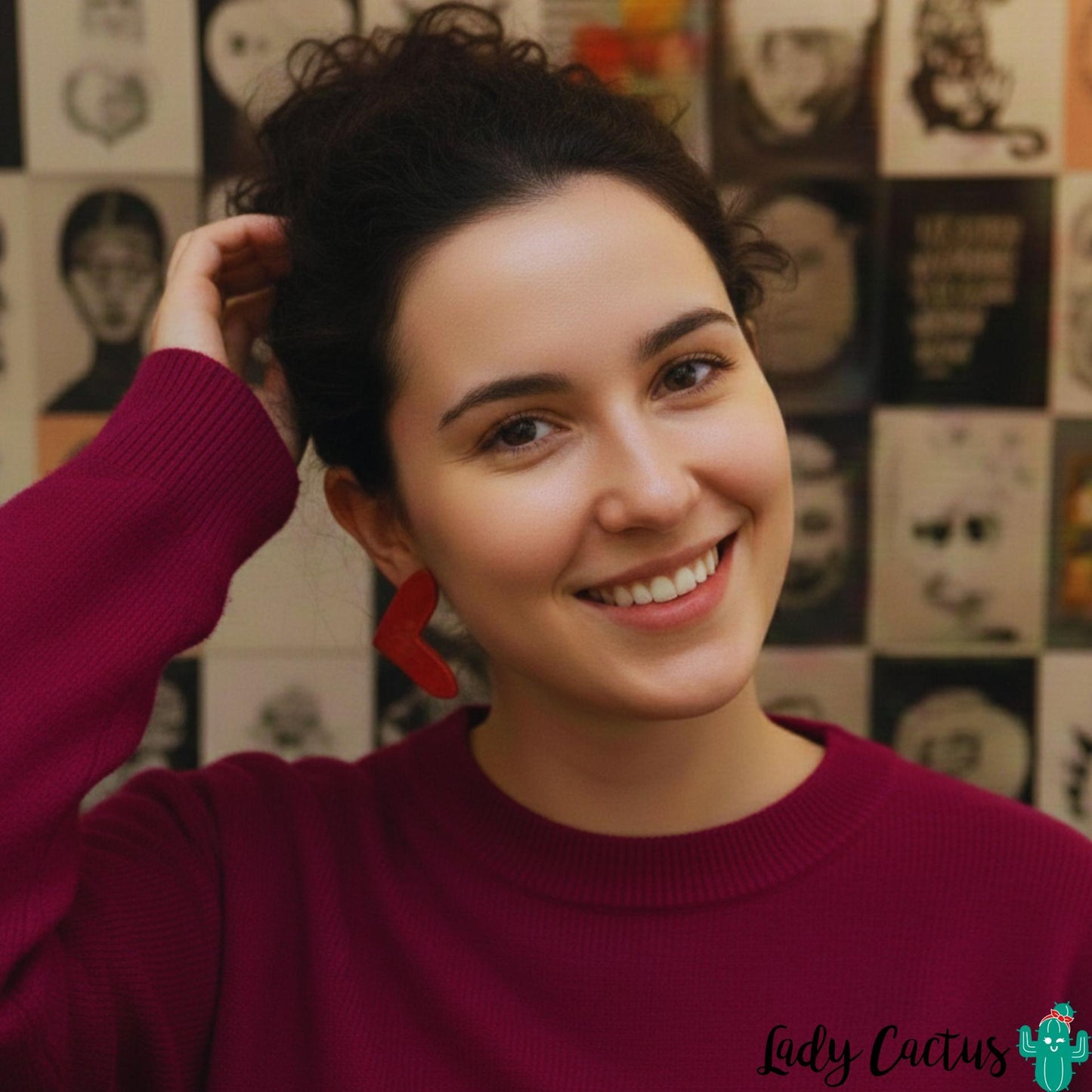 Pendientes Maxi Corazones Rojos Lady Cactus