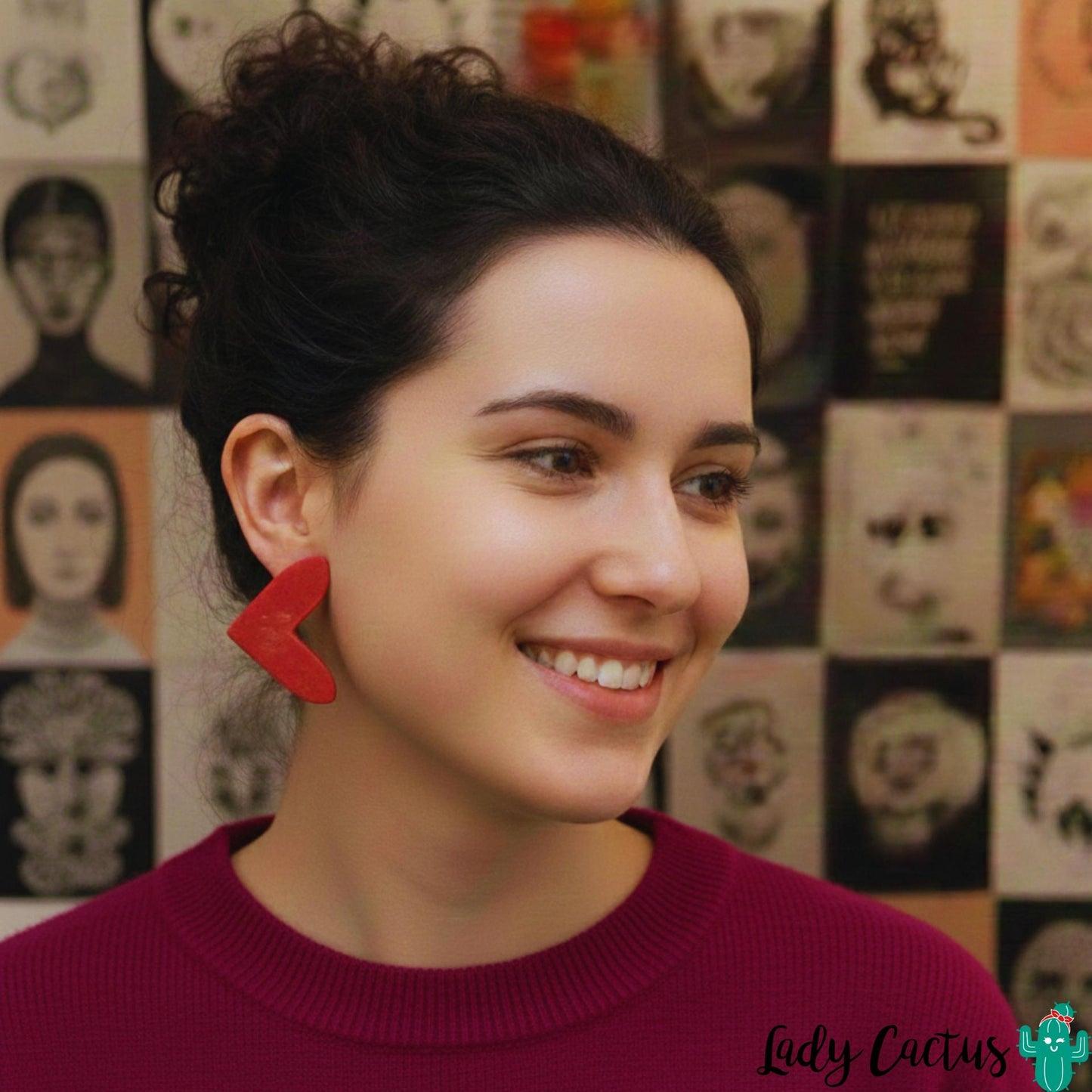 Pendientes Maxi Corazones Rojos Lady Cactus